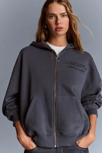 Bershka Studded zip-up hoodie