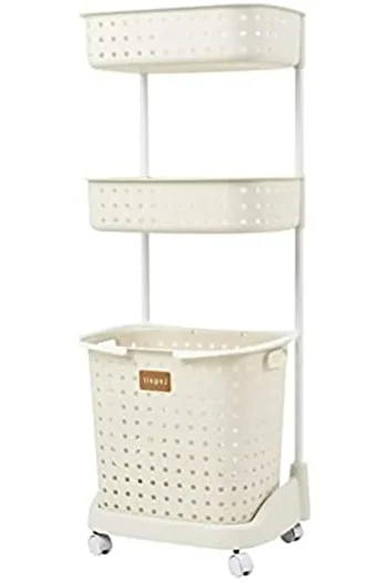 Generic Laundry basket storage basket shelf for dirty clothes, hollow design, portable multi-layer (color: w