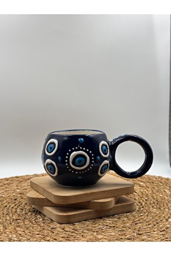 3DreaMaker 2 Pieces Handmade Ceramic Mug with Embossed Pattern