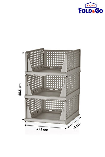 Fold&Go (3 Pieces) Multi-Purpose Sliding Shelf Cabinet Clothes and Home Accessory Organizer ”Soil”