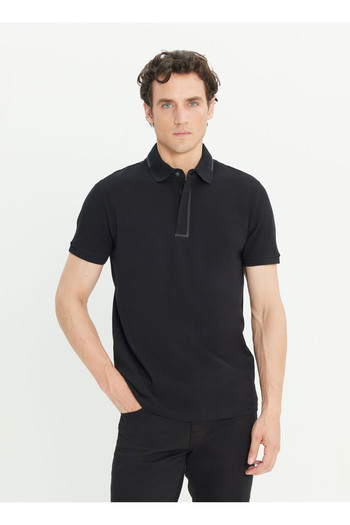 ALTINYILDIZ CLASSICS Black Men's Polo Neck Slim Fit Polo T-Shirt Ace091252012_Syh