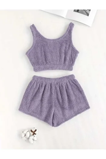 Es Sport Women's Plush Tank Top and Shorts Set