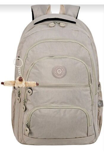 çantamgelsin Luxury Crinkle Fabric High School and Middle School Backpack with Monkey Keychain Gift