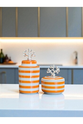 ferayhome Kitchen Accessory Ceramic Lid Soft Yellow Zebra Cylinder Soft Yellow Zebra Can Silver