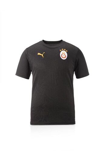 Galatasaray Γνήσιο μπλουζάκι προπόνησης με άδεια χρήσης με λαιμόκοψη σε μαύρο χρώμα + Σετ κασκόλ