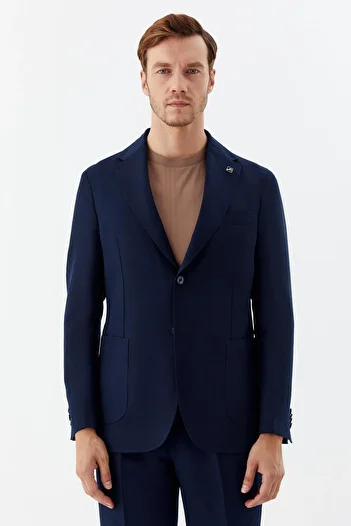 Sabri Özel Linen Blend Suit Navy Blue