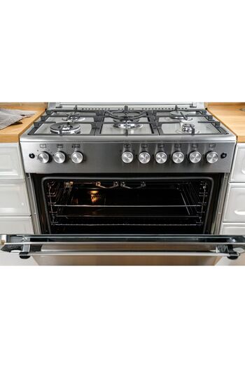 GL GENERAL 90x60cm Gas Cooking Range 2 Big Eyes, 5 Burners, 2 Fans, Cast Iron Support