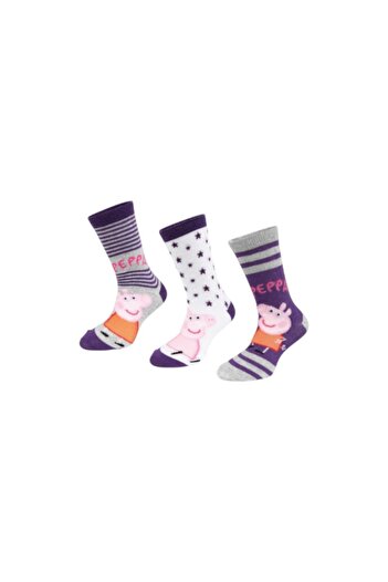 Peppa Pig Set of 3 pairs of children's socks, purple, 31-34, Peppa Pig