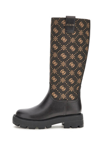 Guess Women's Yannis Monogram Patterned Thick Soled Boots - Brown