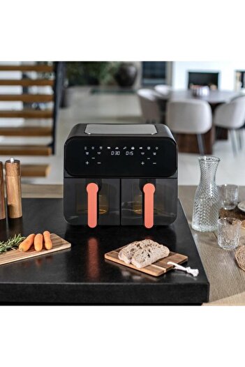 LİVOO Friteuză cu aer dublu Marmiton DOC316, cu două boluri, 9L (2x4.5L), 2400W, 7 programe, funcție SYNC, reclamă