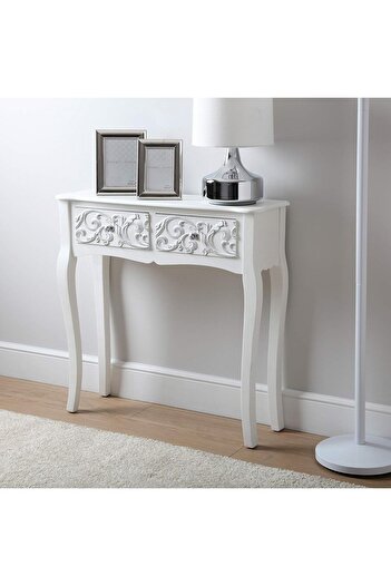 eMobili MAA16 - Console table, 80 cm, dressing table, cosmetics, makeup, make-up vanity - White