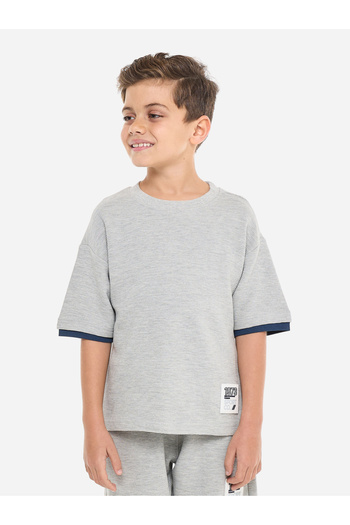 Victor and Jane By Styli Boys Textured Oversized T-Shirt and Shorts Set