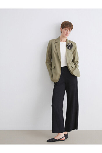 LC Waikiki Elastic Waist Textured Wide Leg Women's Trousers