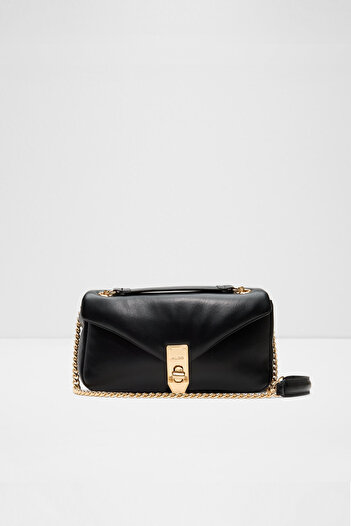 Aldo Olyvia - Women's Black Chain Handle Lock Closure Medium Size Crossbody Bag