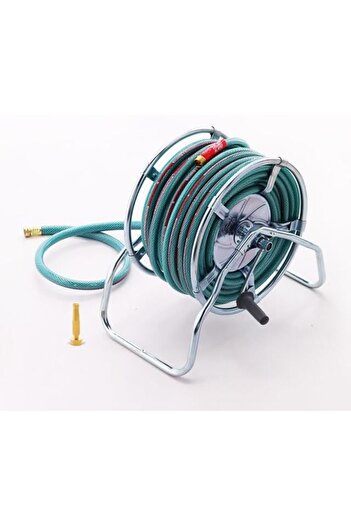 ALAYED Water and Garden Hose Steel Reel, 3/4 Inch x 30 Meter, Green