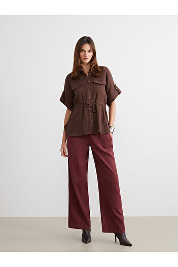 LC Waikiki Elastic Waist Textured Muslin Women's Trousers