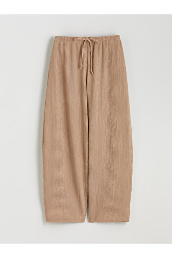 LC Waikiki Sparkling Selections from Shining Store |   Textured Women's Trousers with Elastic Waistband