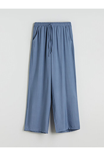 LC Waikiki Indigo Wide Leg Women's Trousers with Elastic Waist