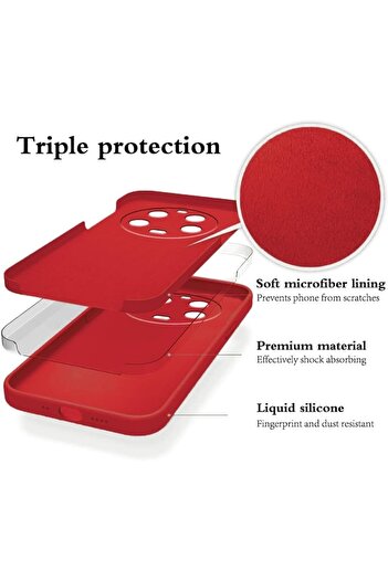 SOHO Protective Case for Xiaomi 14 Ultra - Liquid Silicone, Microfiber Lining, Shockproof, Red