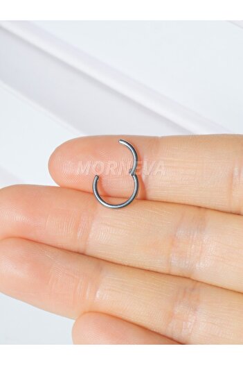MORNEVA Cerrahi Çelik Klipsli Tam Halka Septum Daith Helix Tragus Smiley Conch Piercingi (1 Adet)