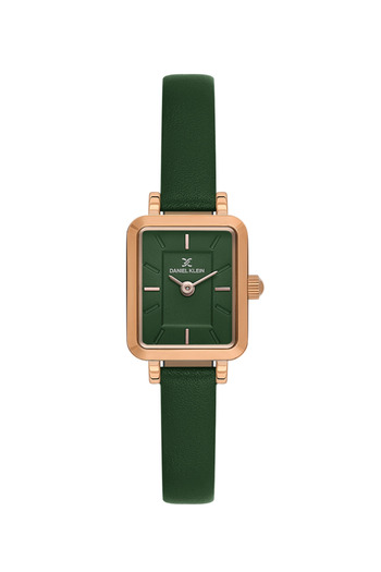 Daniel Klein Dke.1.10862-5 Rectangular Dial Leather Cord Metal Case 3 Atm Water Resistant Green Color