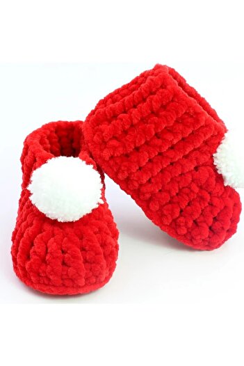 DeKuBaby Pom Pom Hand Knitted Baby-Child Slippers - Booties, Home Shoes