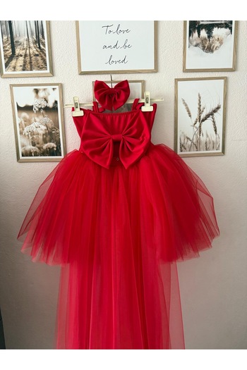 Tinypeople Girls' Red Tail Lace-Up Dress Tail Can Be Put on and Taken Off