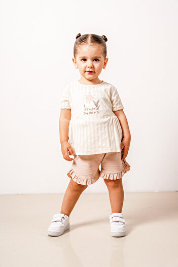 Joviel Premium Quality Special Jacquard Patterned Ruffle Shorts Double Suit