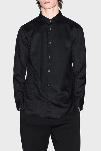 Armani Exchange Jacquard 100% Cotton Regular Fit Classic Collar Shirt Men's Shirt Xm001142 Af13131 Fc0