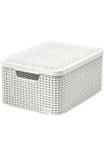 CURVER Laundry basket, Curver, 2 handles, with lid, plastic, cream, 40 L