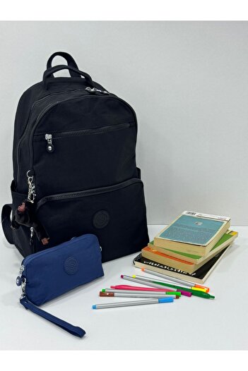 Sanmorris Unisex Water Resistant Crinkle Fabric Backpack with Laptop Compartment and Hanging Pen Holder