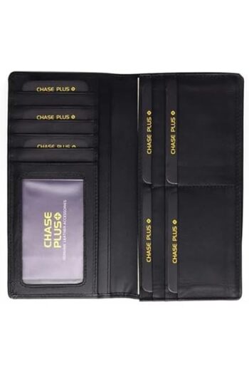chase plus Genuine Leather Long Wallet for Men, Slim Card Holder Wallet (SAFBK)