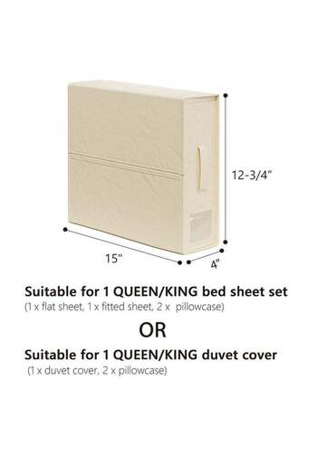 COOYA Foldable Bed Sheet Set Organizer 6 Pack,Labels & Handles,for Bedding Clothes Blankets,Beige