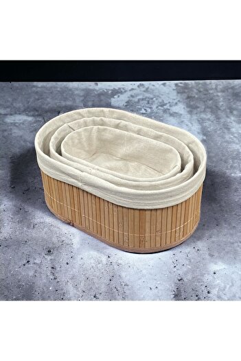 Reoona 3 Lü Oval Bambu Organizer Düzenleyici Saklama Kutusu Sepet