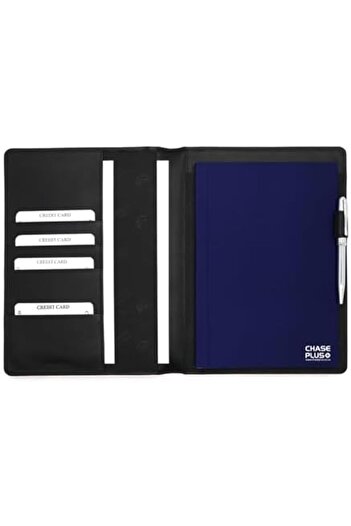 chase plus Leather Portfolio for Men and Women, Document File Folder Organizer Padfolio with A5 Note