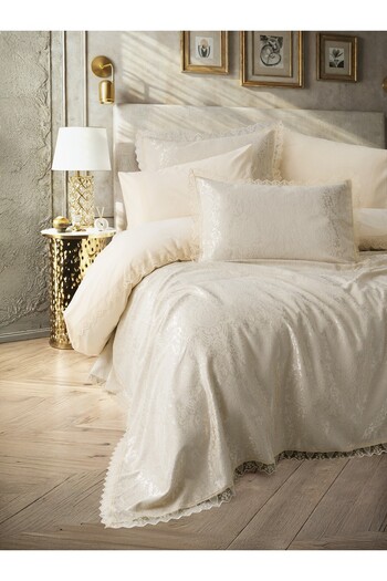 Cotton Box Chi Chi Double-Sided Pique Duvet Cover Set Velora Cappuccino