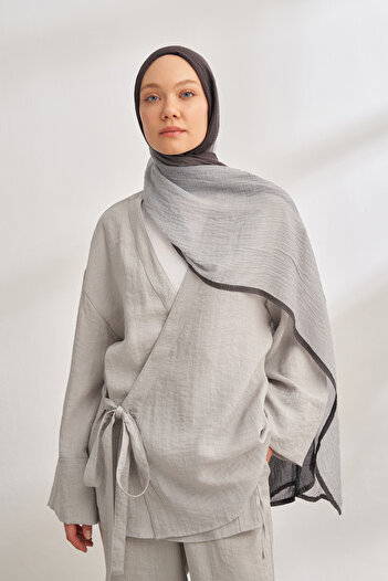 ARMANDA Muslin Degradable Shal - Smoked - Gray