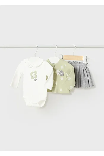 MAYORAL Winter Baby Girl Body Skirt Jacket Set Green