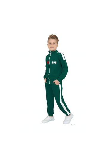 LUNAVISITA Unisex Zipper Number Printed Long Sleeve Tracksuit Set and Long Pants