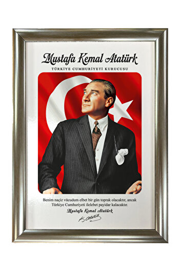 AND Mustafa Kemal Atatürk Portre – MDF Üzerine UV Baskı Çerçeveli Tablo Sanatsal Modern Duvar Dekoru
