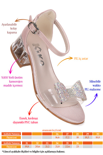 Kiko Kids Tire Girl's 4 cm Transparent Heeled Sandals Evening Dress Shoes