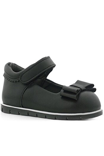 Rakerplus Black Matte Bow Baby Girl Ballerina Shoes