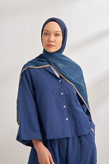 ARMANDA Muslin Degrade Shal - Navy Blue - Indigo
