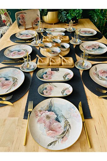 CASA DE BELLA Pink 47 Piece Breakfast Set for 6 People