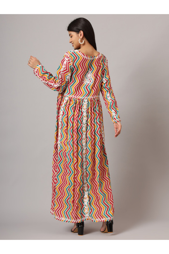 alaya Hand Embroidered Lucknowi Chikankari Printed Mulmul Cotton Jalabiya-AL3936