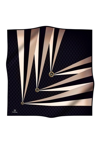 Vissona Twill Silk Scarf Black, Cream 17505-1