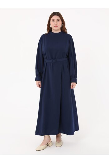 ALİA Φόρεμα Plus Size με ζώνη μέσης - Navy Blue -