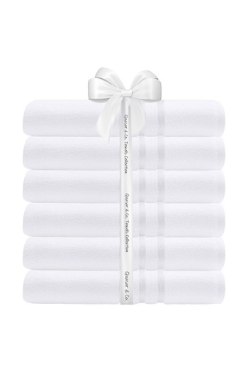 Quasar & Co. Set 6 Bath Towels Quasar & Co., 100% Cotton, 450 gsm, 50 x 90 cm, White