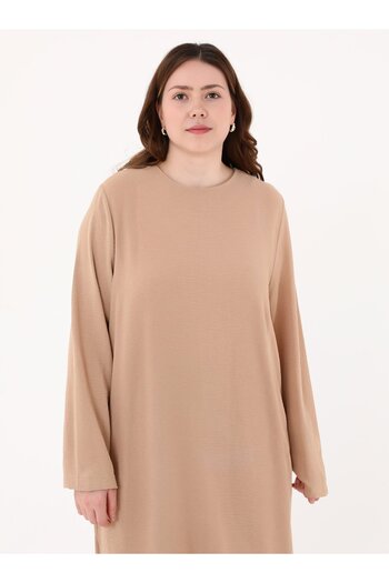 ALİA Aerobin Basic Tunic&Pants Plus Size Double Set - Camel -