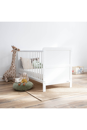 OEM Dřevěná postýlka z masivního dřeva, rozkládací, pro miminka a juniory, Classic White 140 x 70 cm
